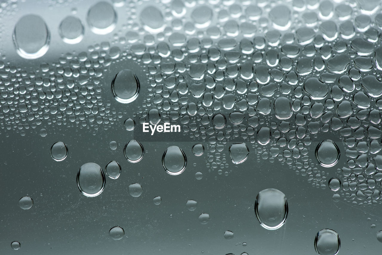 Full frame shot of wet glass window