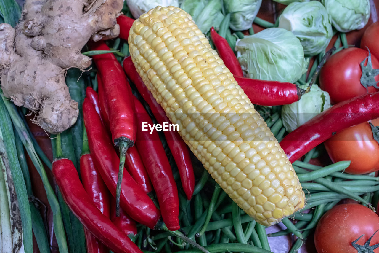 High angle view of vegetables