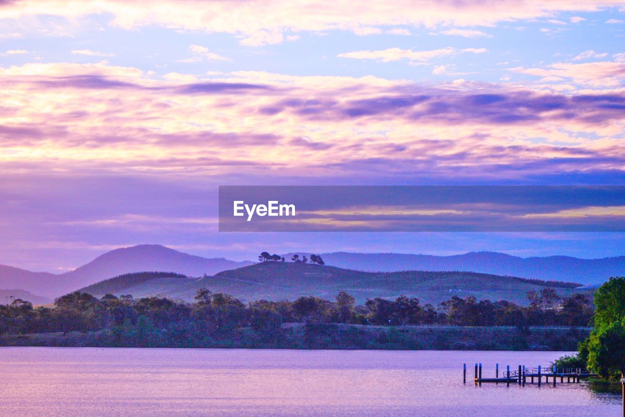 Scenic view of landscape against sky at sunset