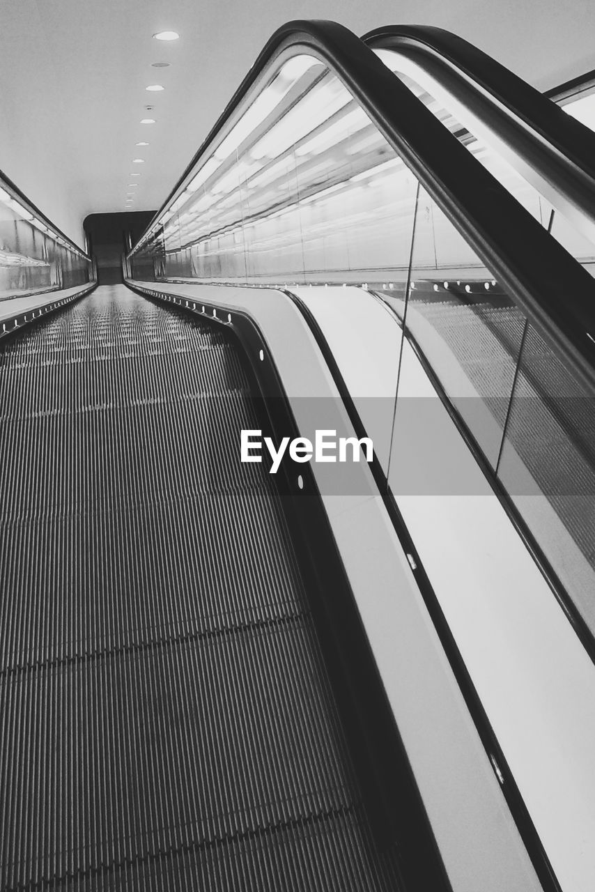 High angle view of empty escalator