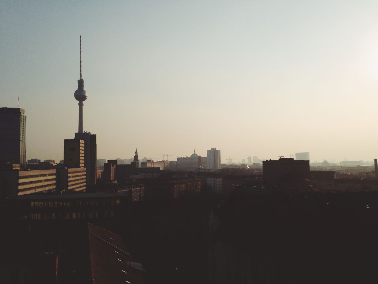 Elevated view of city at dusk