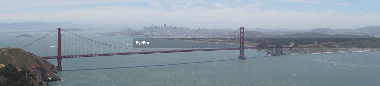 Panoramic view of golden gate bridge over san francisco bay