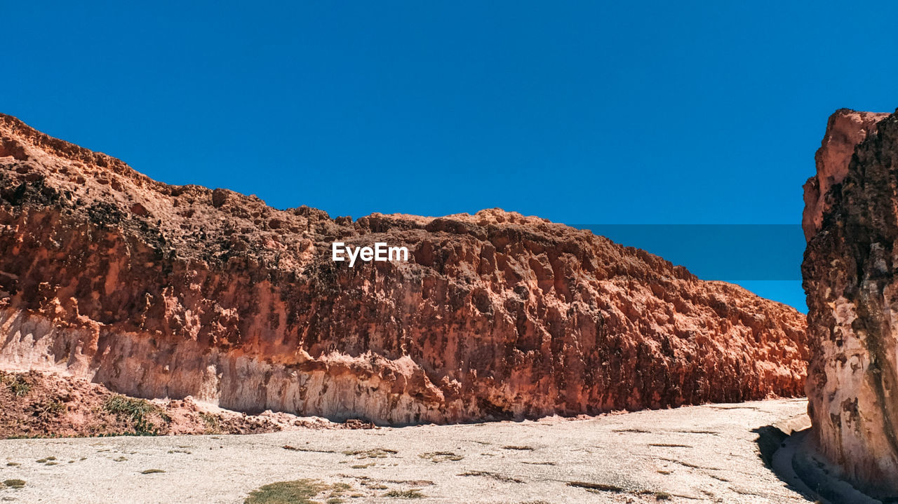 ROCK FORMATIONS AGAINST CLEAR SKY