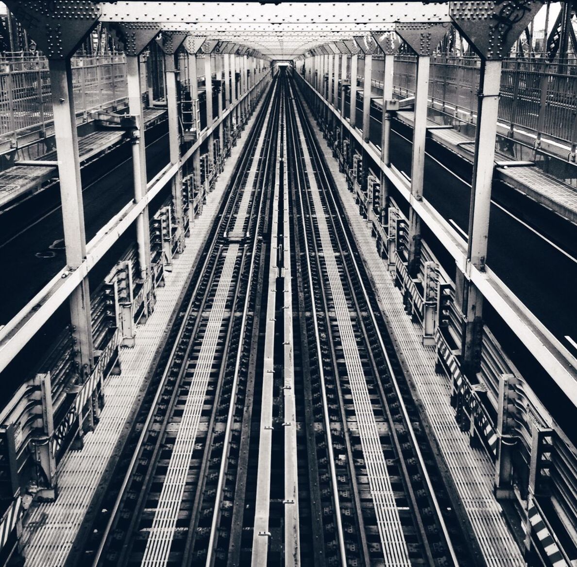 High angle view of railroad tracks