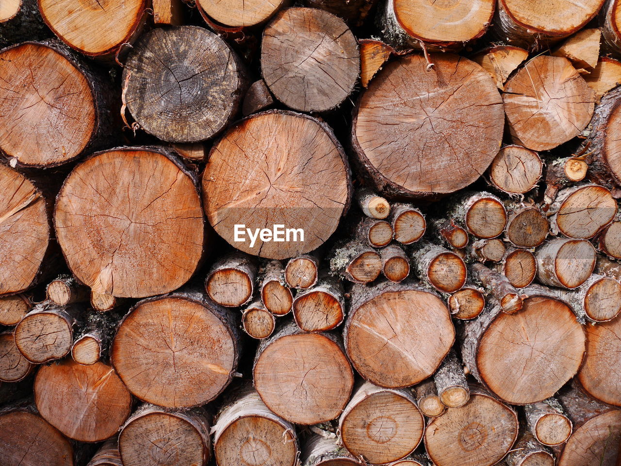 Full frame shot of wooden logs