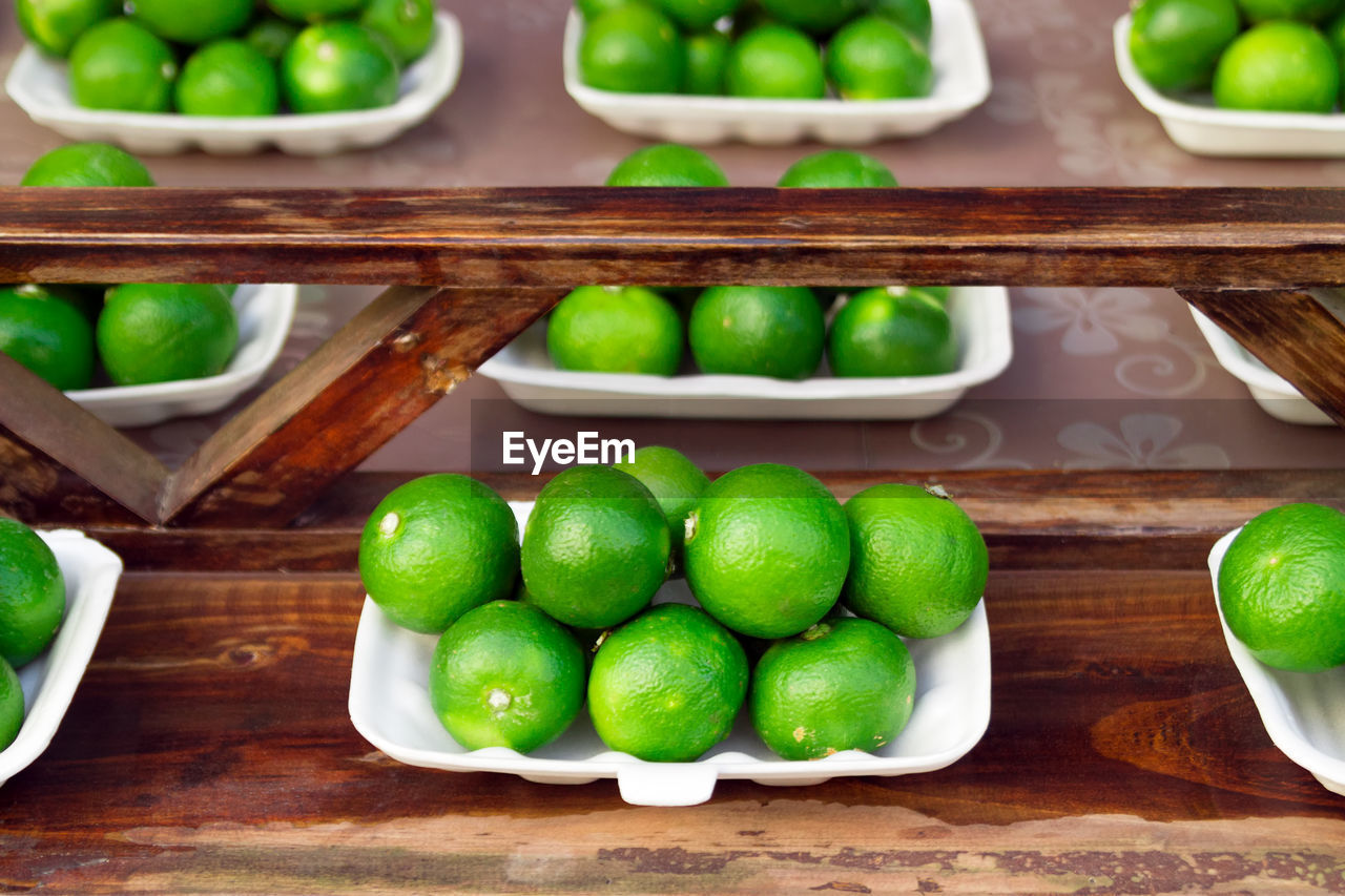 High angle view of fruits on table