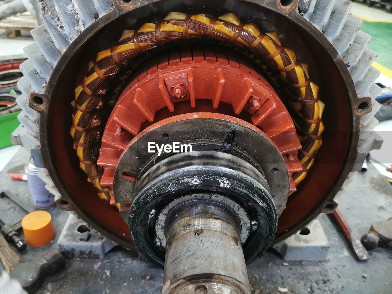 aircraft engine, wheel, industry, metal, engine, automotive tire, no people, transportation, tire, day, high angle view, mode of transportation, machinery