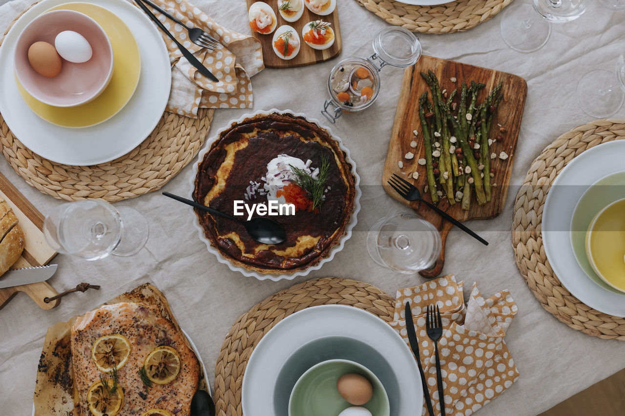 Table set for easter meal