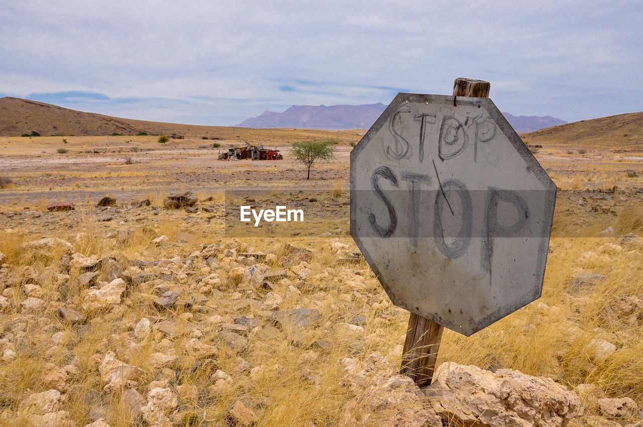 Information sign in the desert