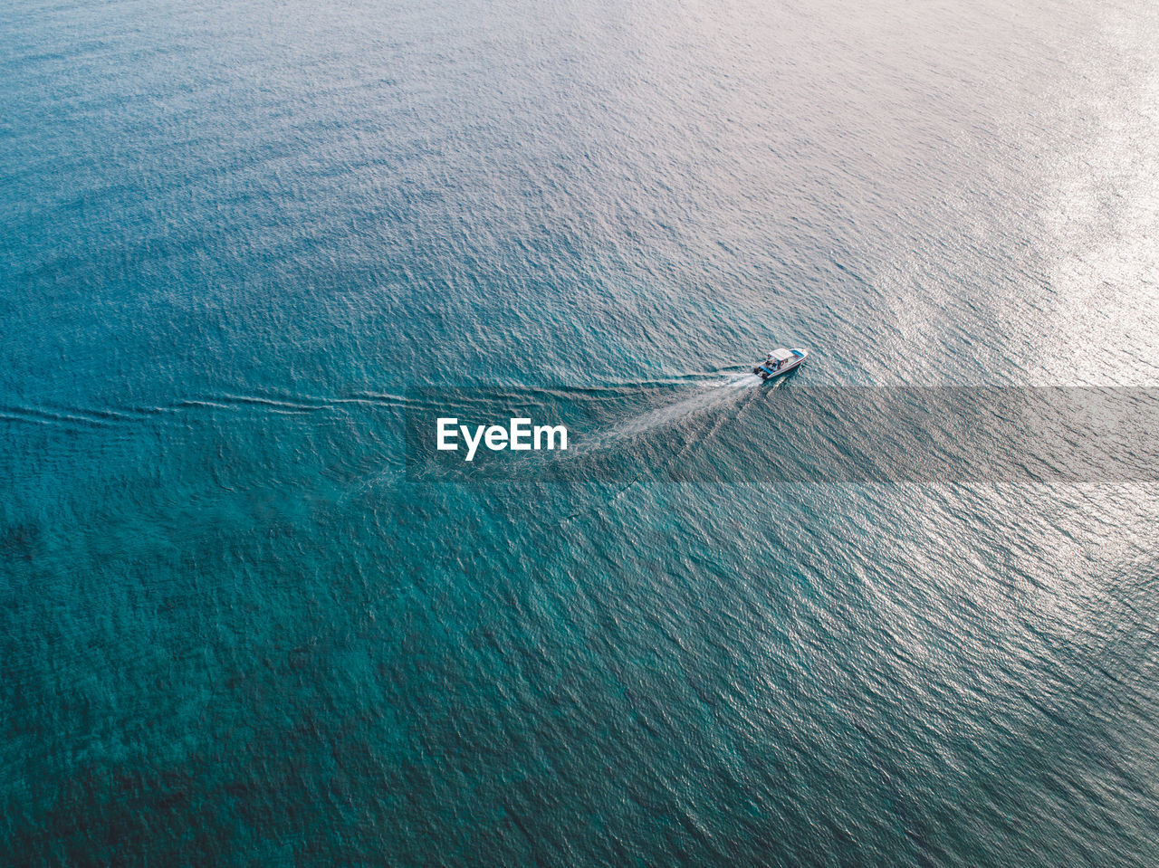 High angle view of sailboat on sea