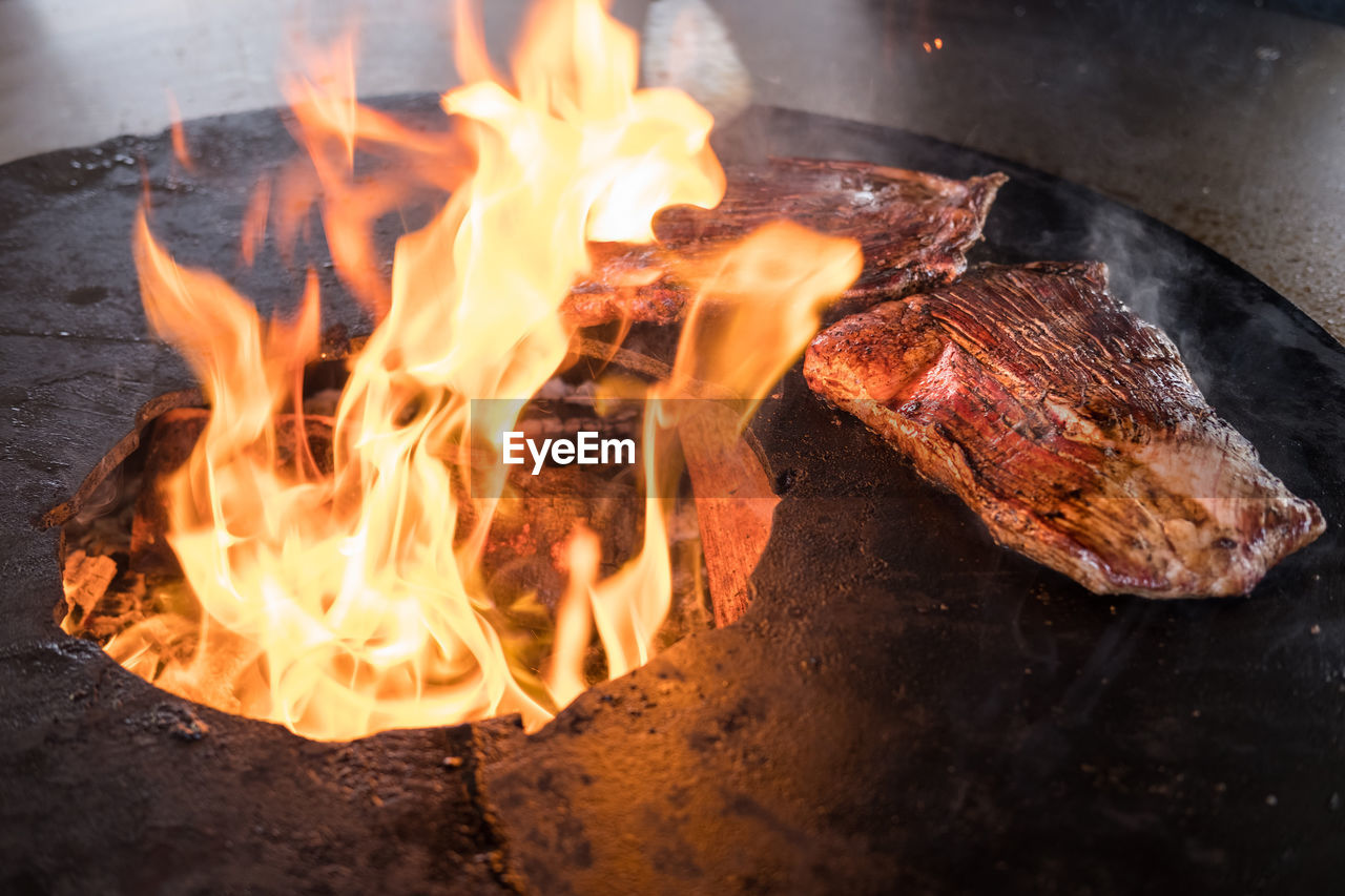 CLOSE-UP OF BONFIRE
