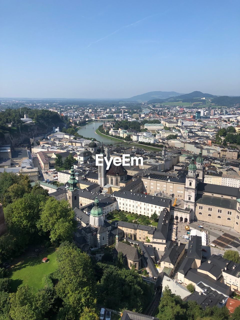 High angle view of townscape against sky