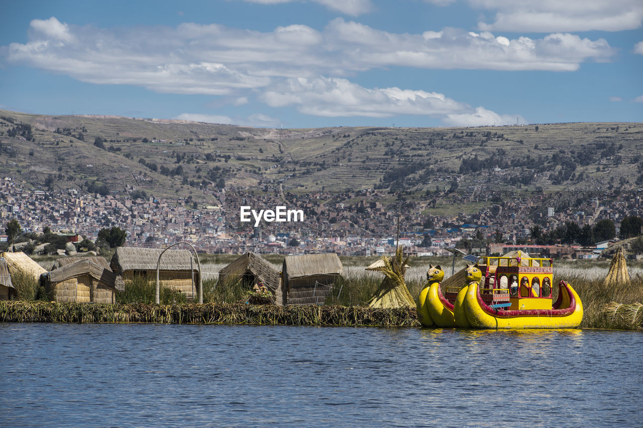 Typical panther boat at the floating islands on the titicaca lake