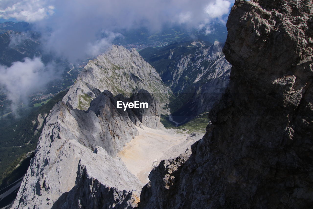 Panoramic view of rocky mountains against sky