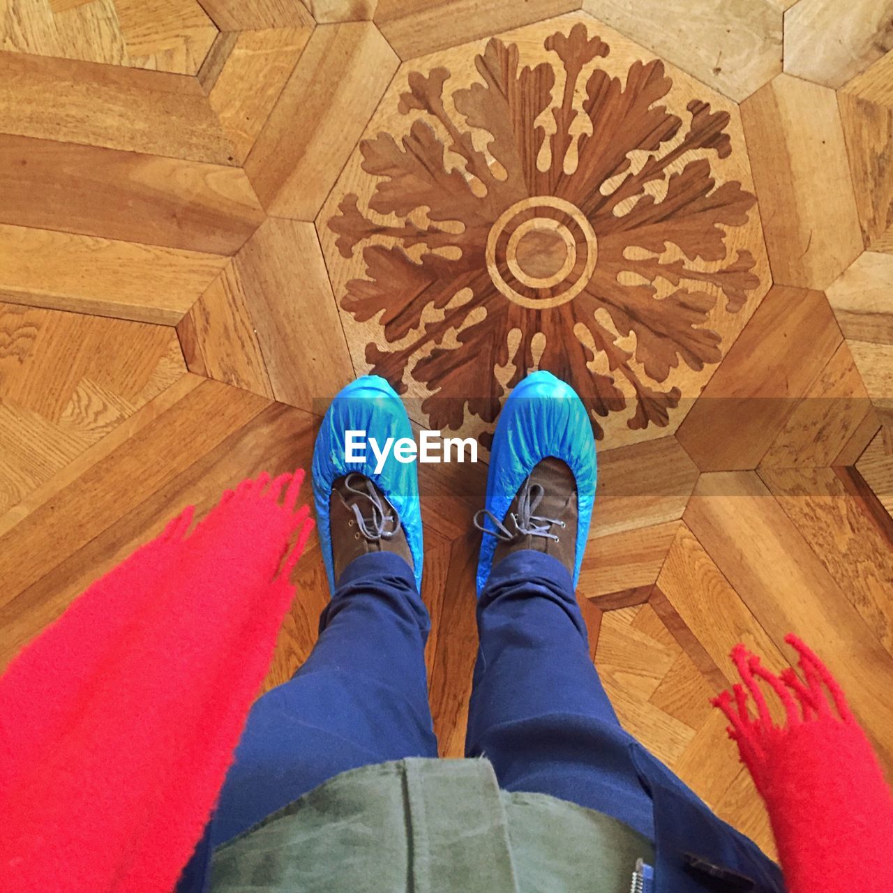 Low section of person standing on wooden floor at christiansborg palace