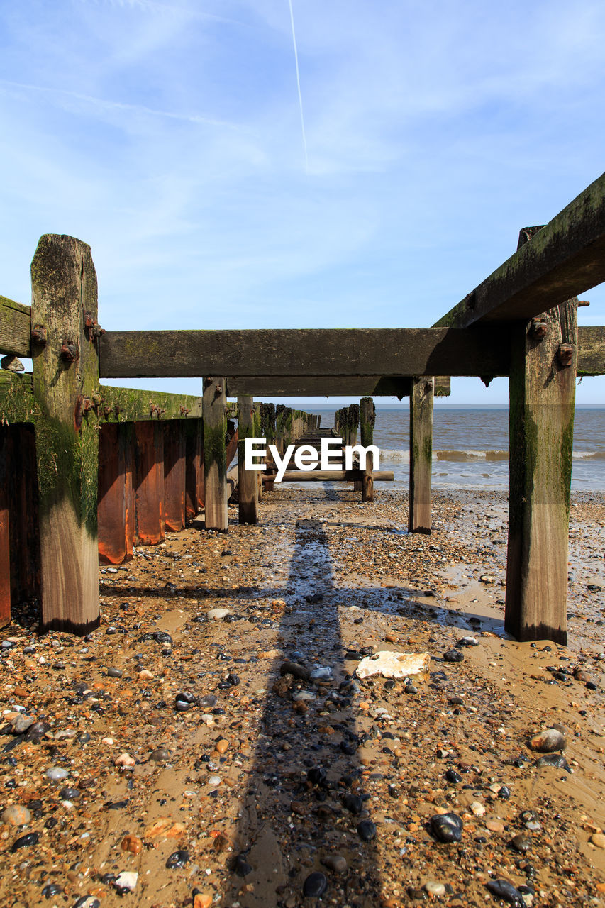 View of jetty on beach