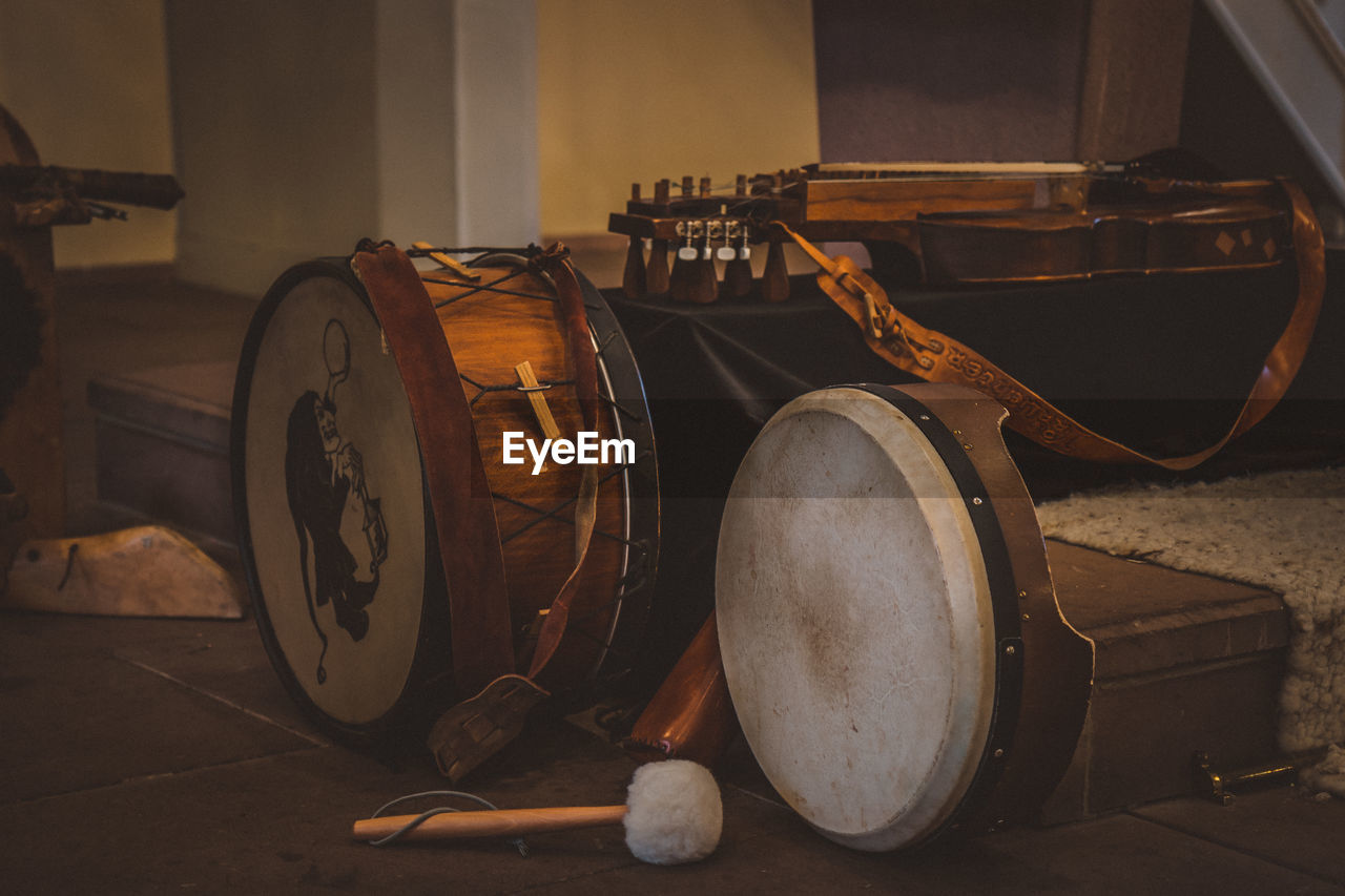 Close-up of vintage drums