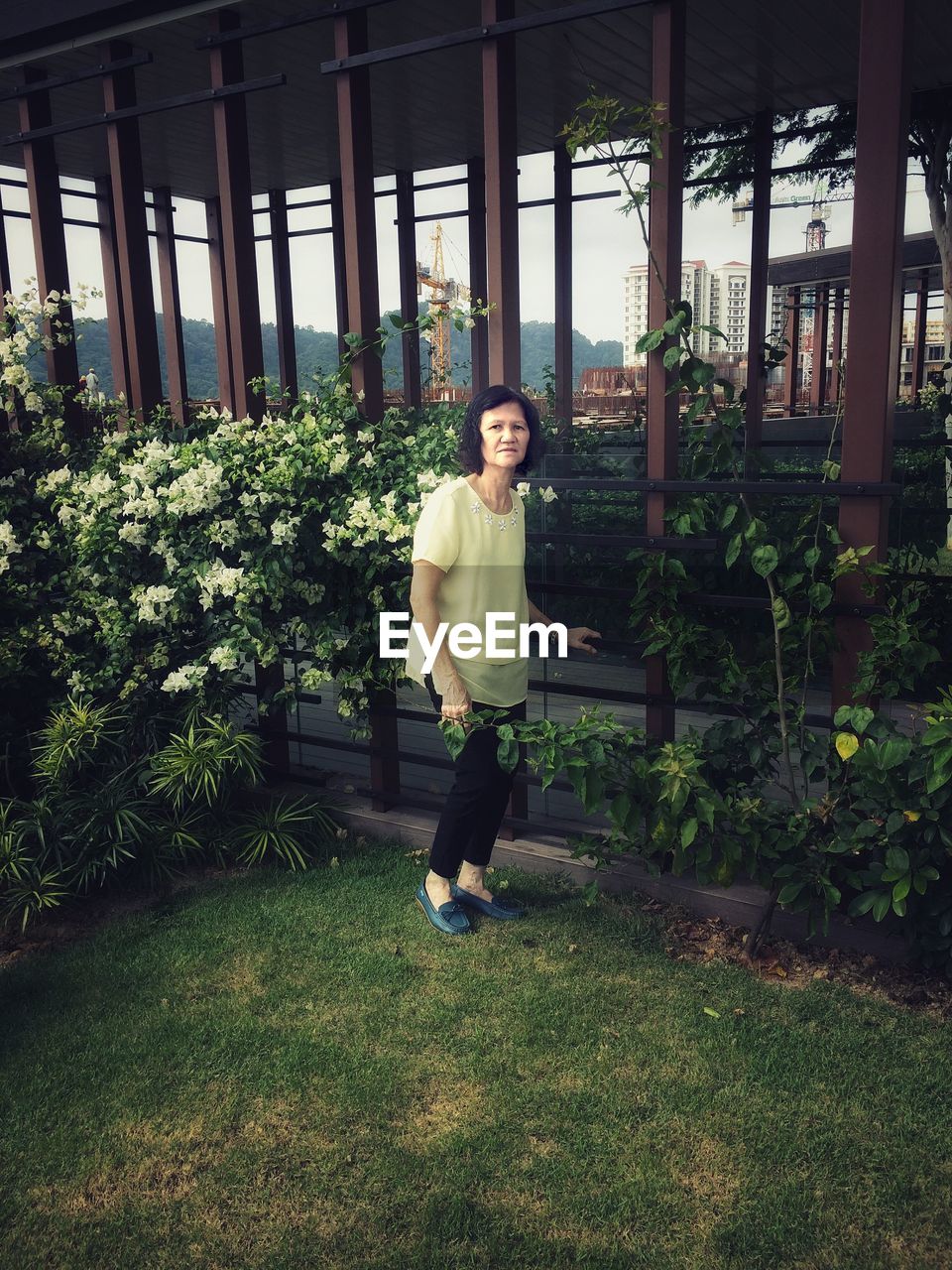 PORTRAIT OF YOUNG WOMAN STANDING ON PLANTS