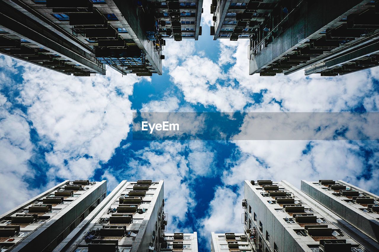 Low angle view of buildings against sky