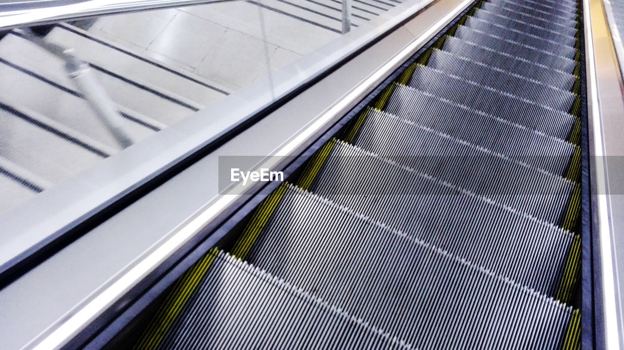 High angle view of escalator