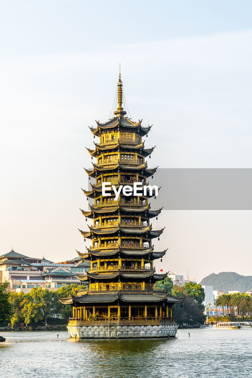 Sun and moon twin towers in guilin, guangxi province, china