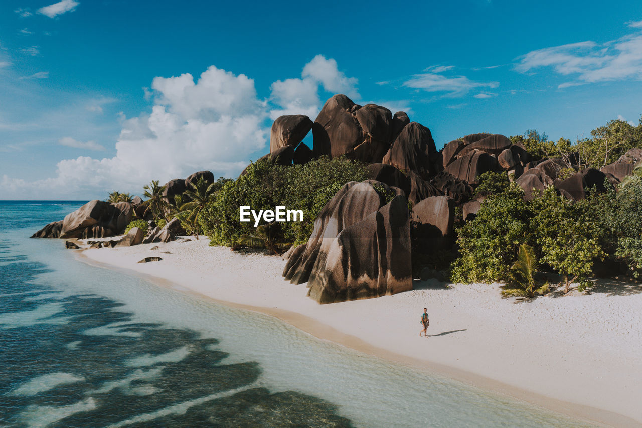 Aerial view of man at beach