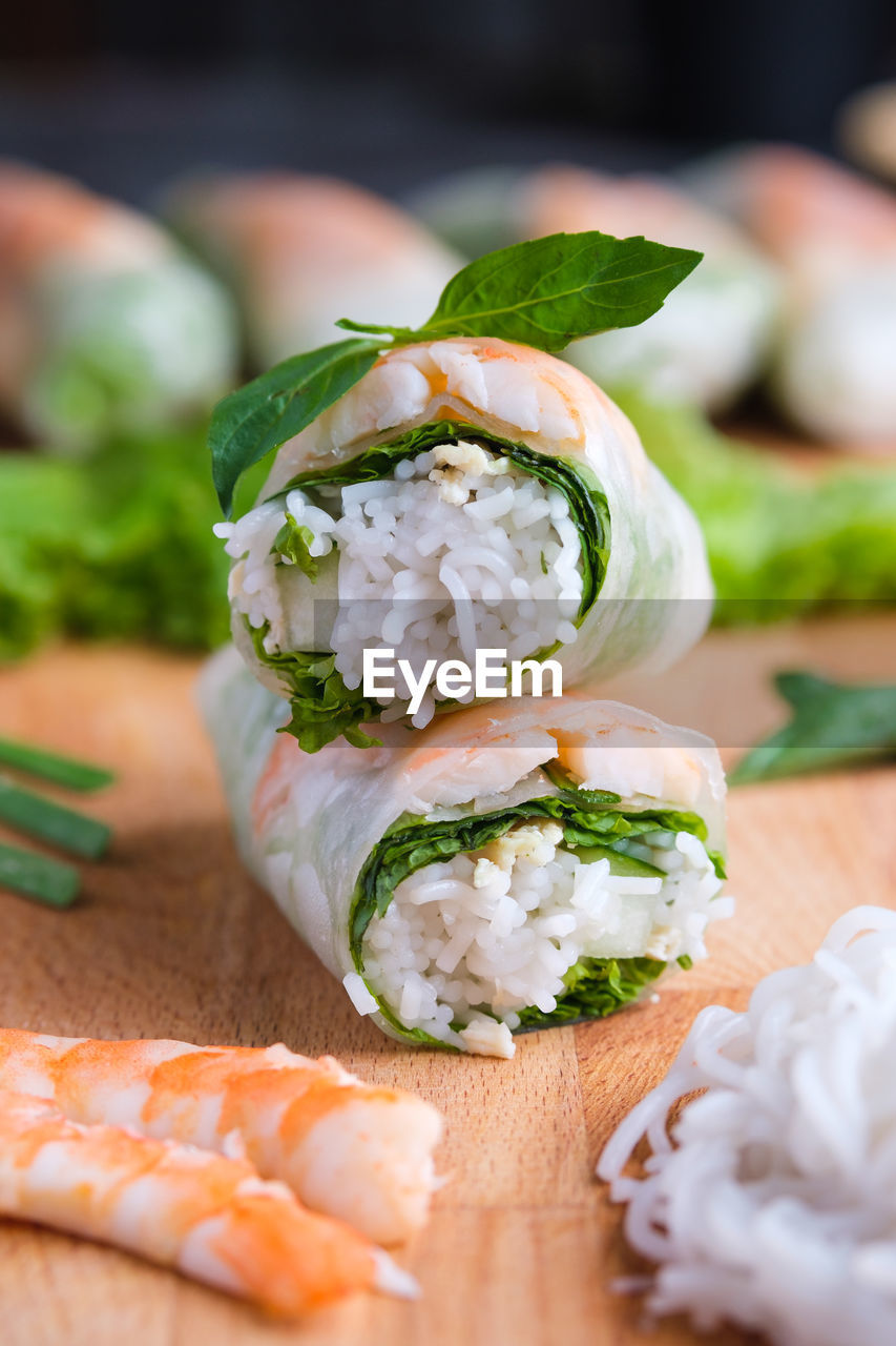 Close-up of japanese food on table