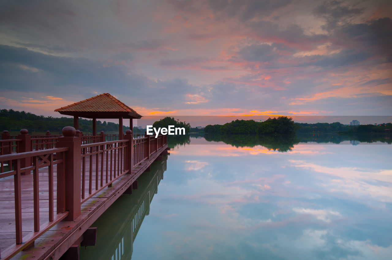 Scenic view of lake during sunset