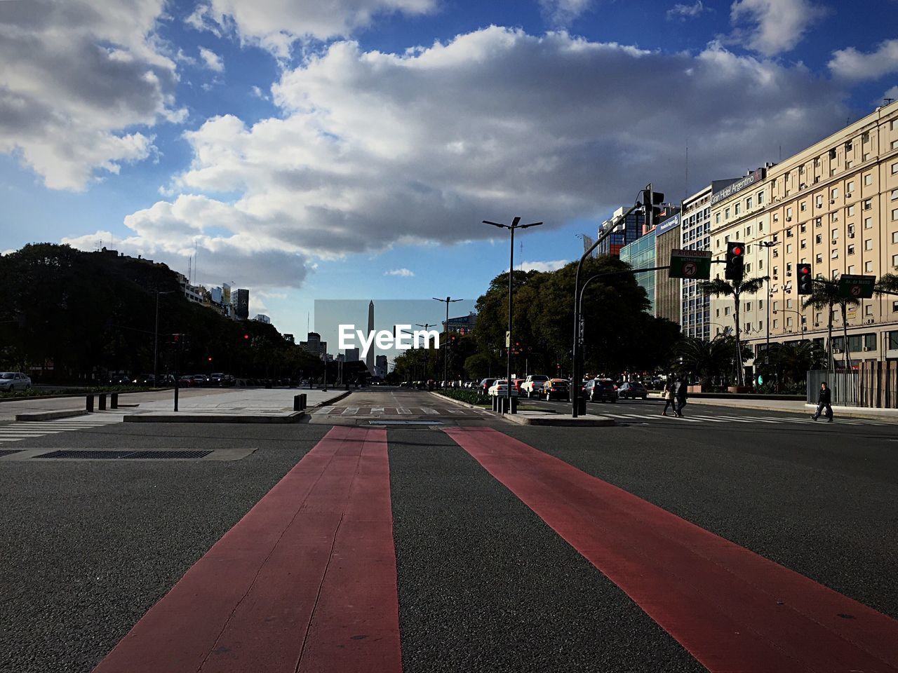 View of city street against sky