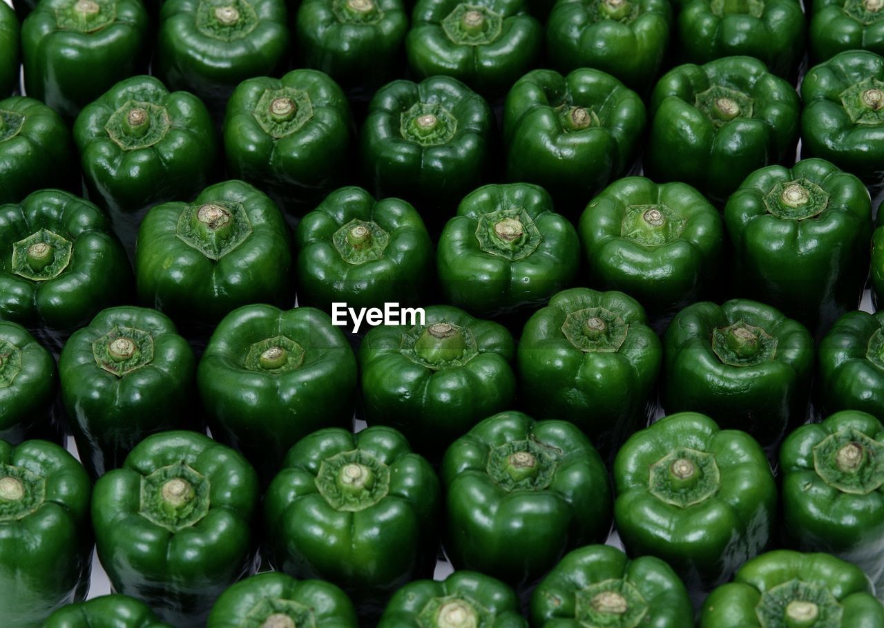 Full frame shot of green bell peppers