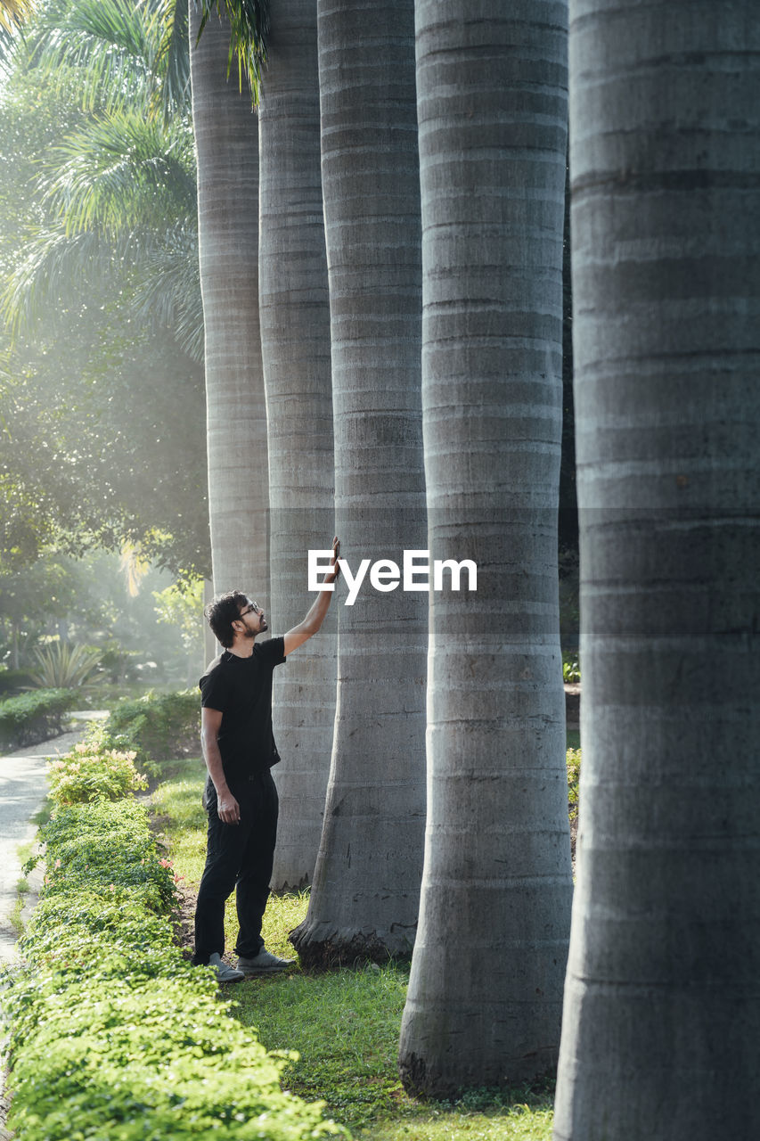 Rear view of man standing in park