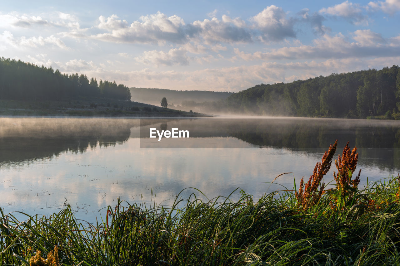 Scenic view of lake against sky