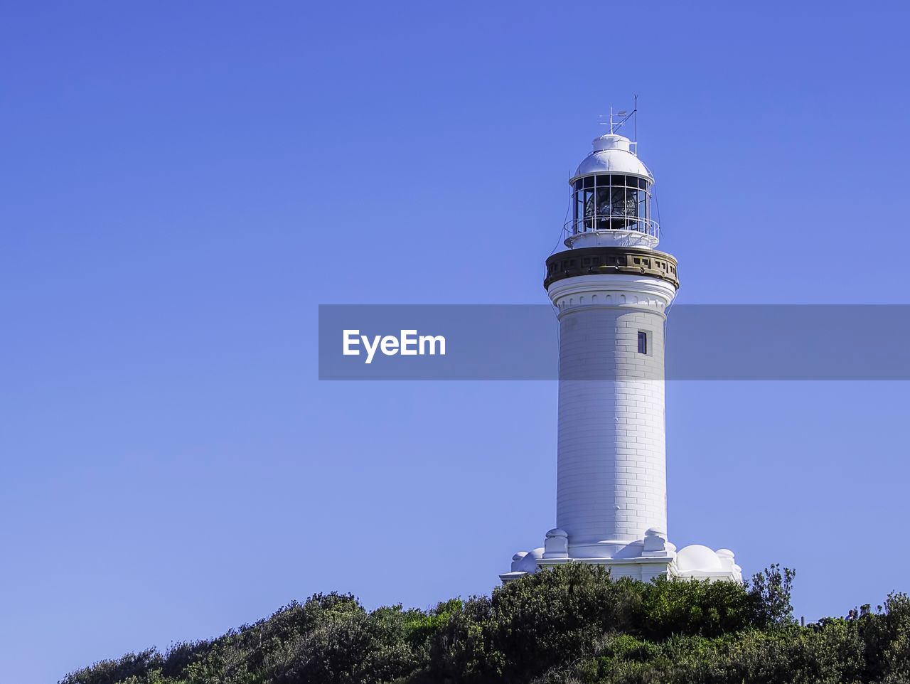 Low angle view of lighthouse against clear sky