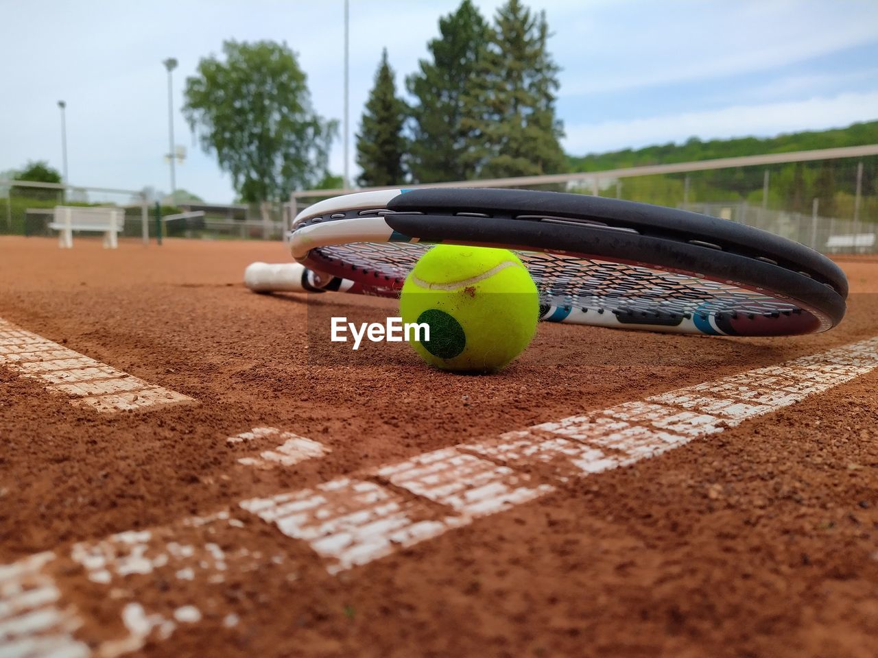 Close-up of tennis ball on field