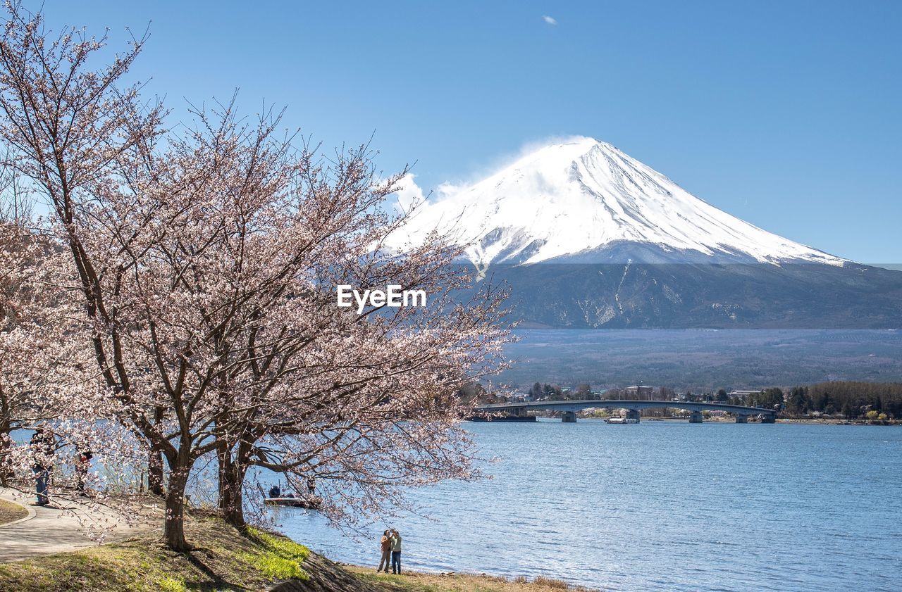 Scenic view of snowcapped mountains and lake against sky