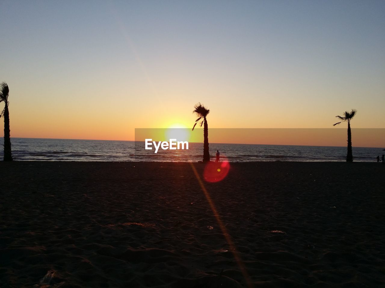 SILHOUETTE OF BEACH AT SUNSET