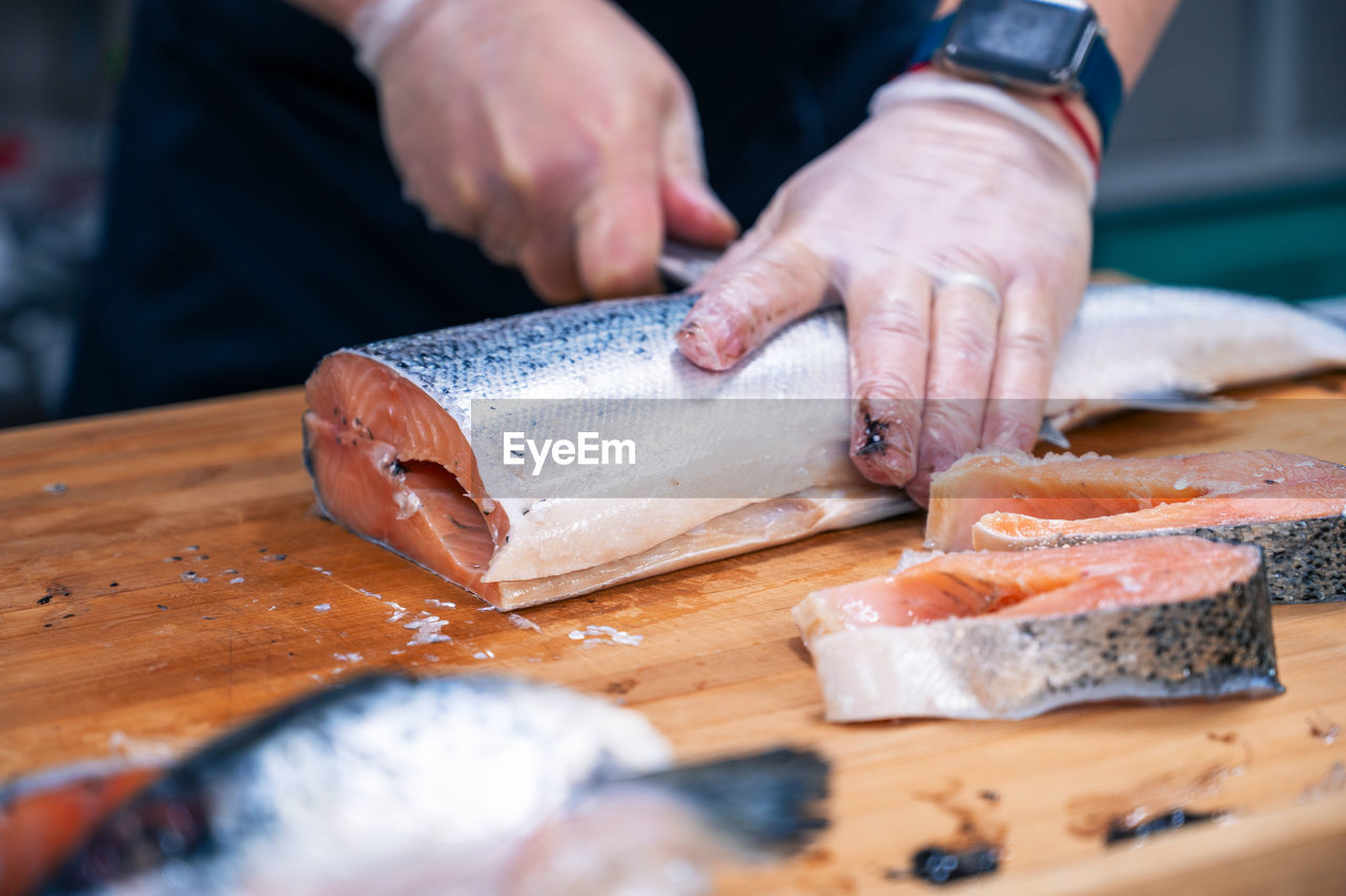 cropped hand of person preparing food