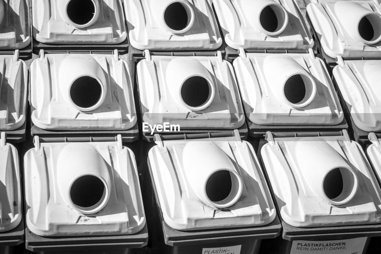 Close up of garbage cans