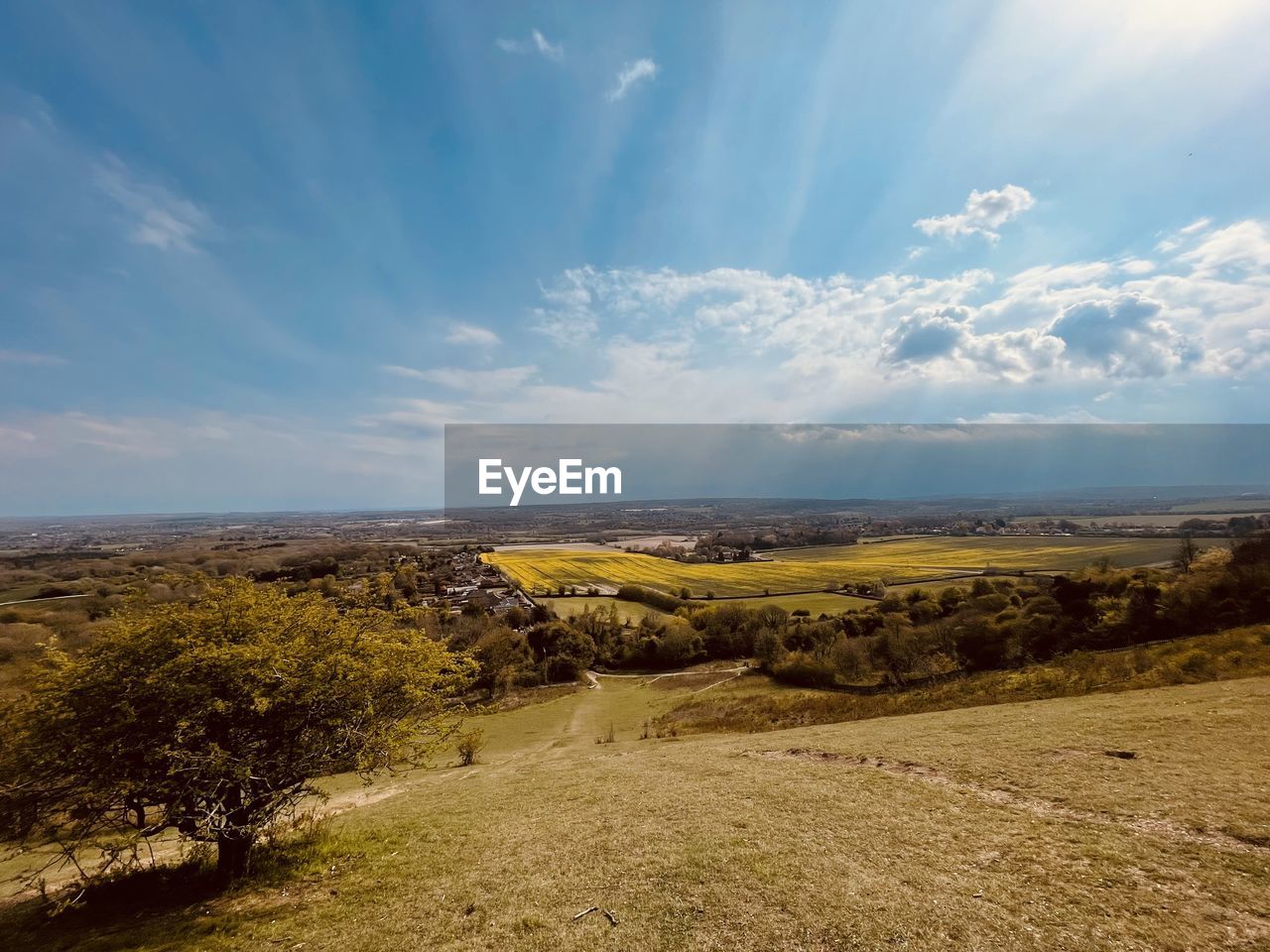 Scenic view of landscape against sky in kent, england