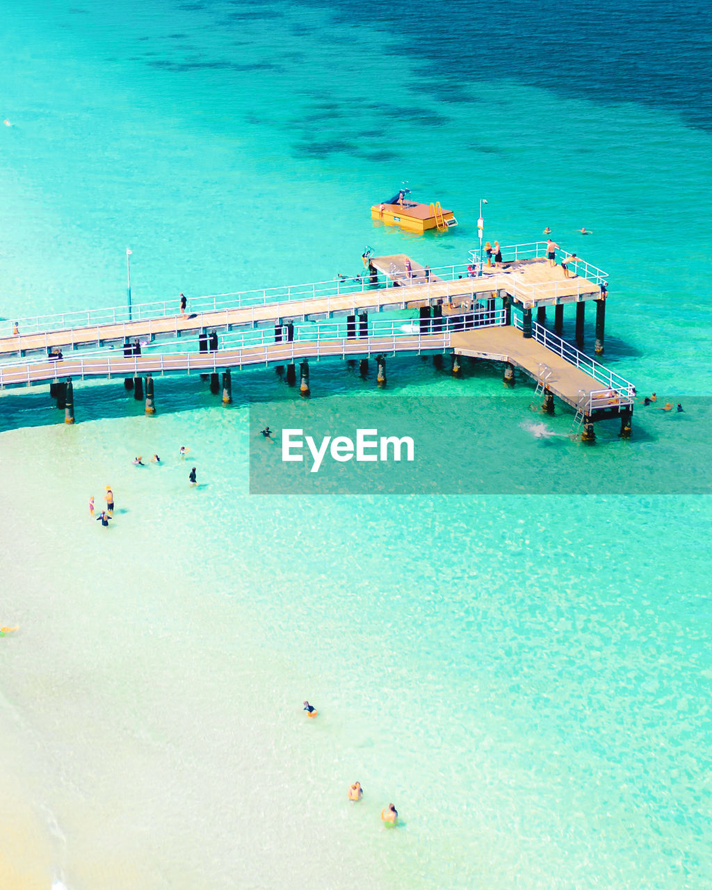 High angle view of people on beach