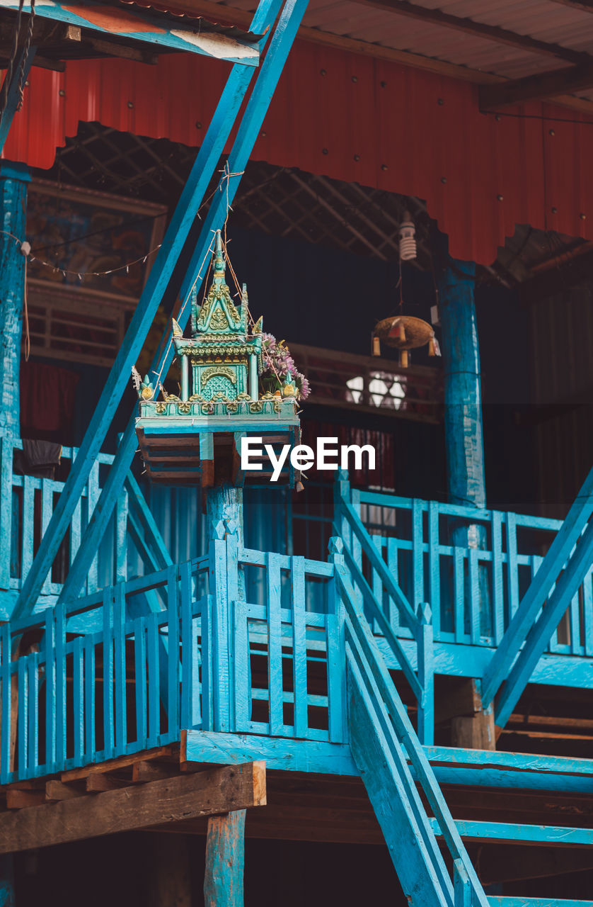 Low angle view of decoration hanging on temple