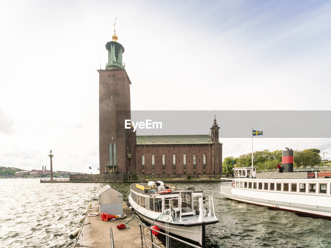 City town hall with the ferry embankment in the foreground