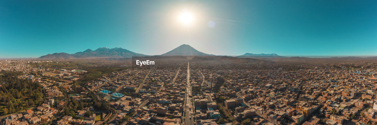 City of arequipa, peru with its route to the iconic misti volcano