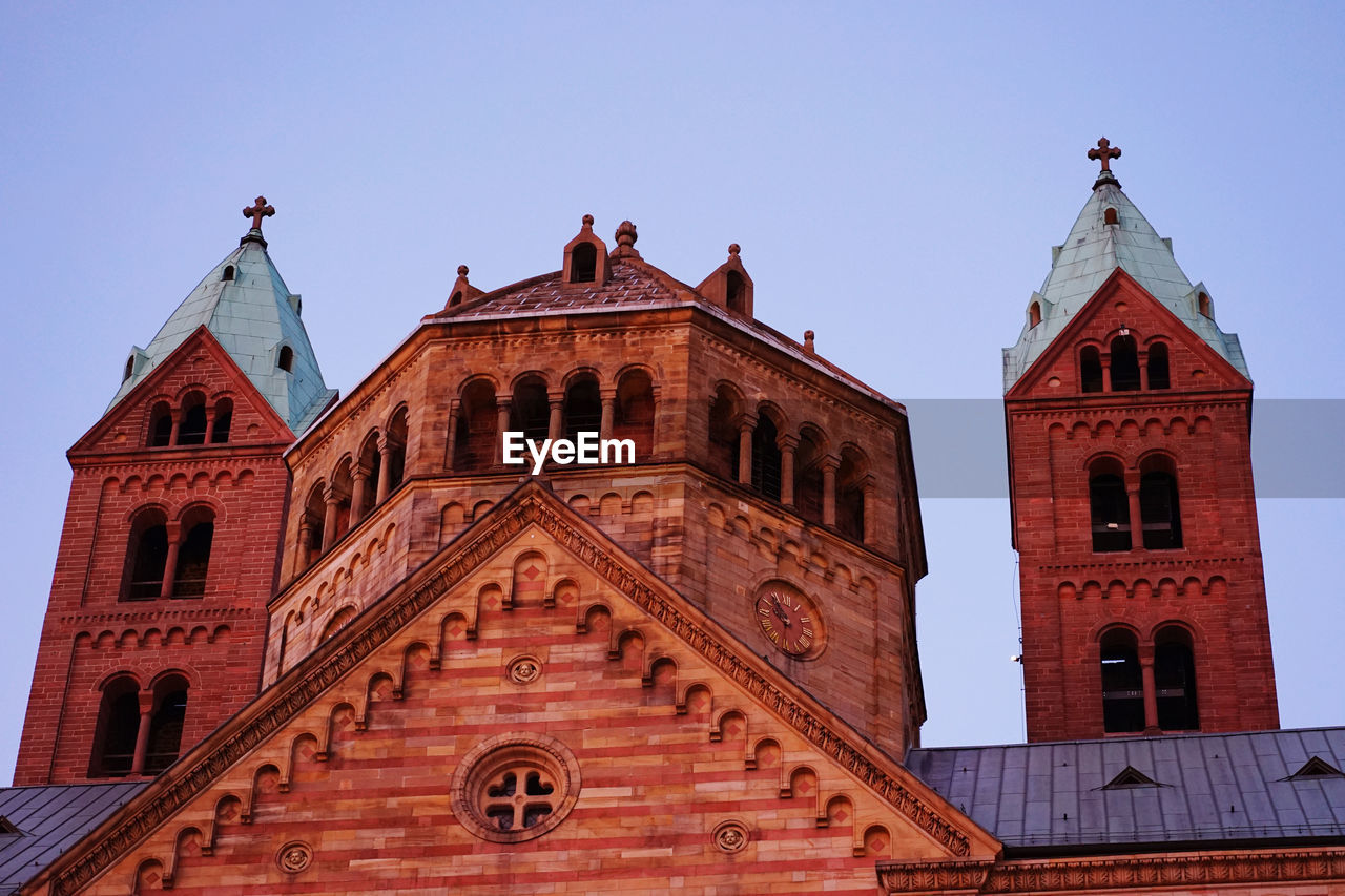 Low angle view of building against clear sky