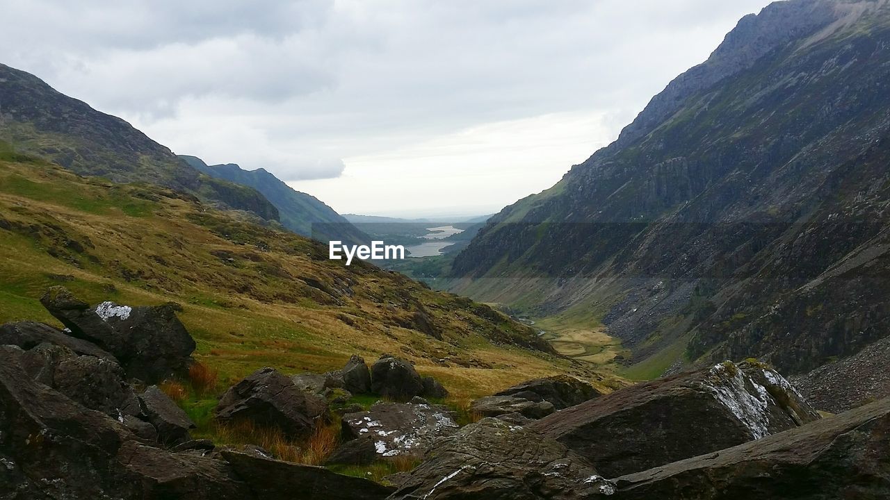 Scenic view of mountains against sky