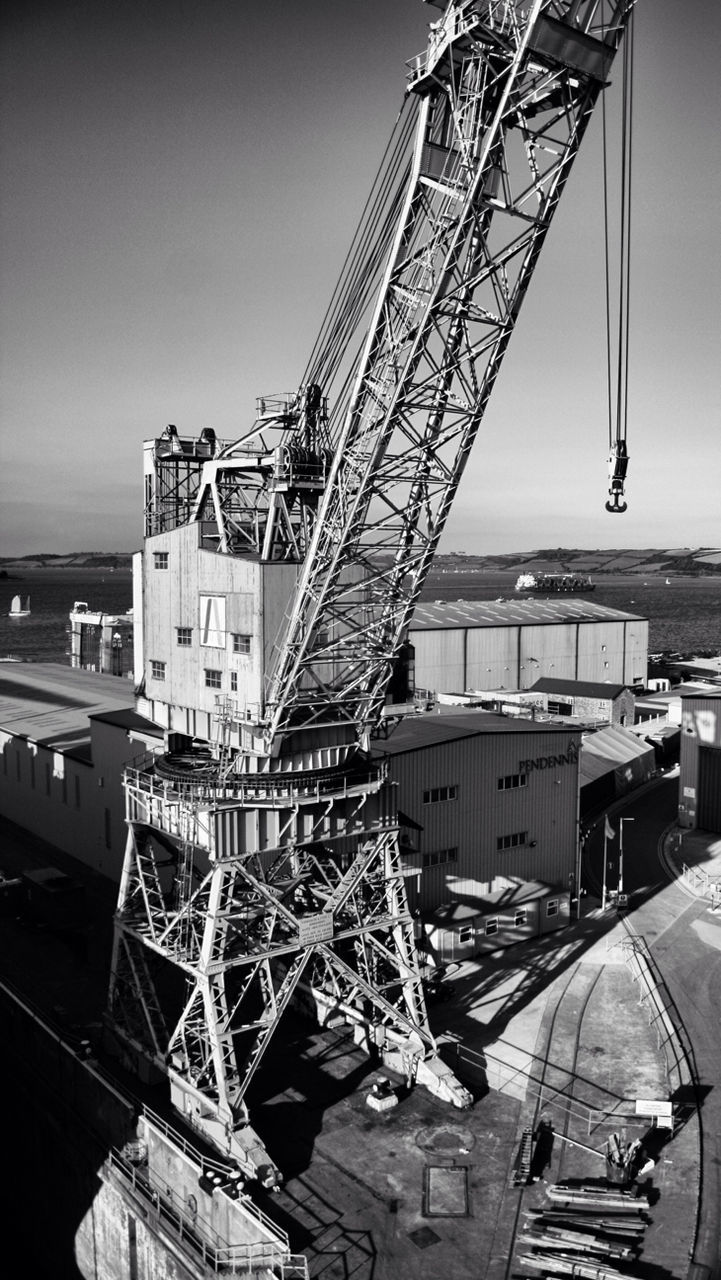 LOW ANGLE VIEW OF CRANES