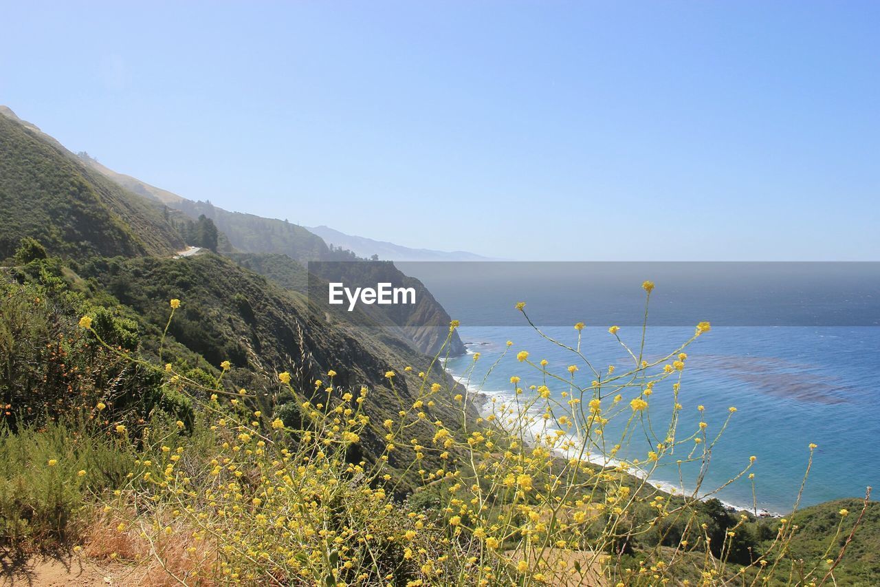 Scenic view of sea against clear sky