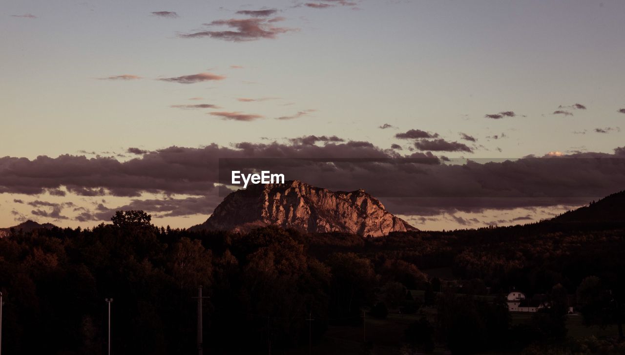 Panoramic view of landscape against sky during sunset