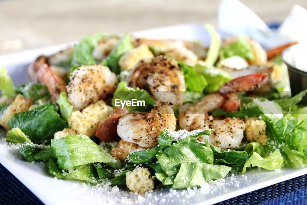 Close-up of salad served in plate