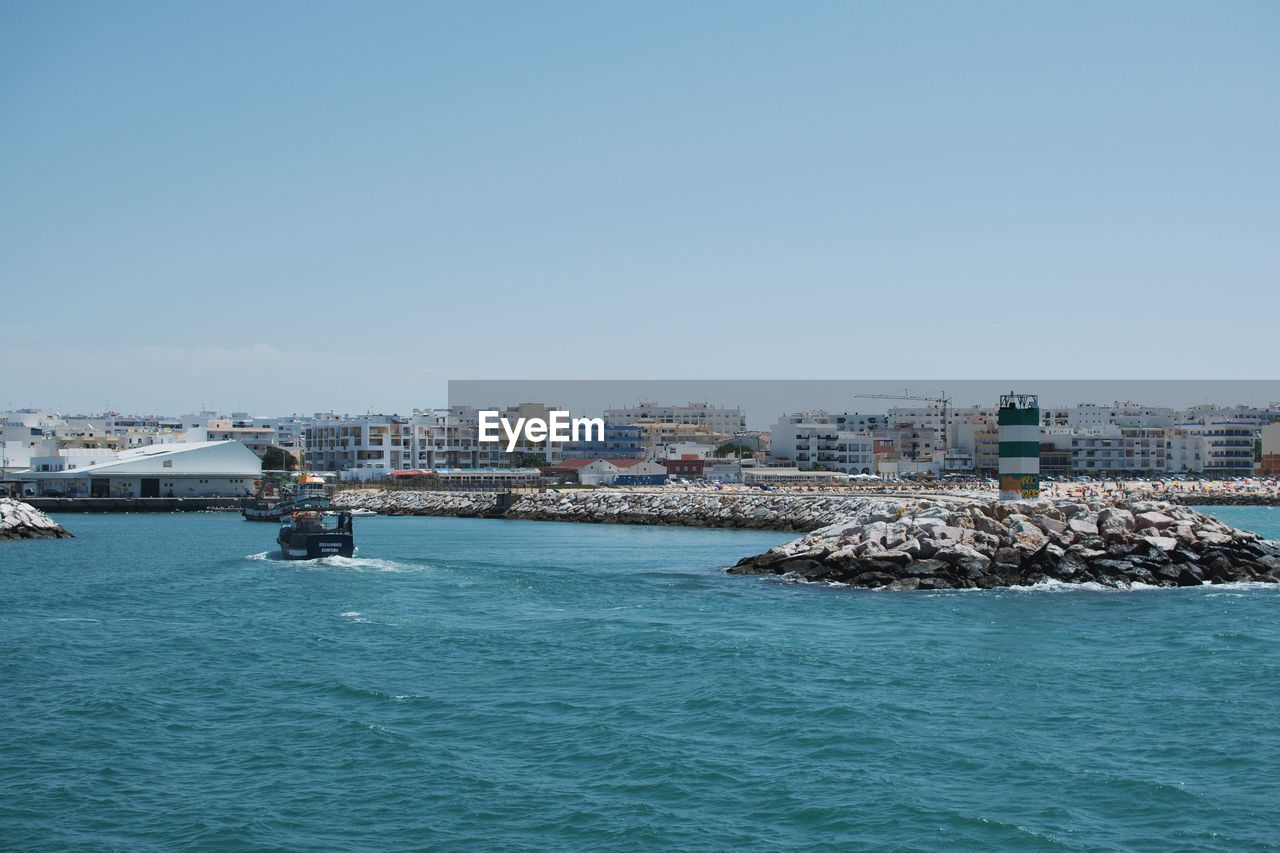 View of sea against clear sky